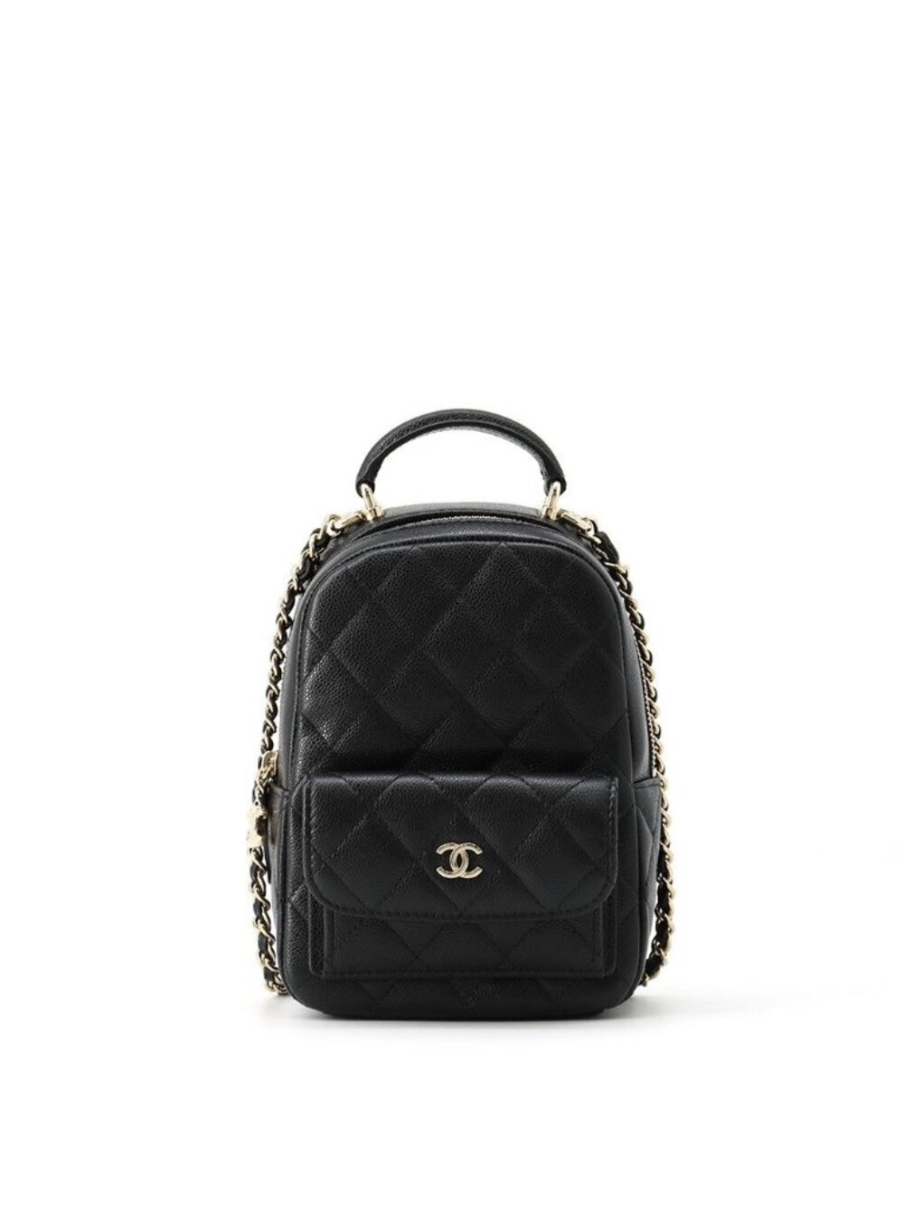 Chanel Quilted CC Logo Backpack Mini Caviar Leather 2-Way Shoulder Bag Black